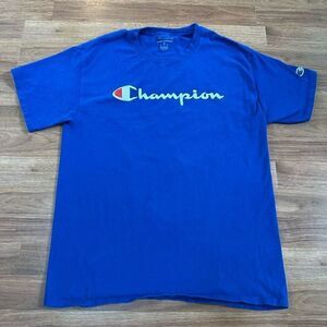 Champion Short Sleeve T-Shirt Blue | Men Size medium